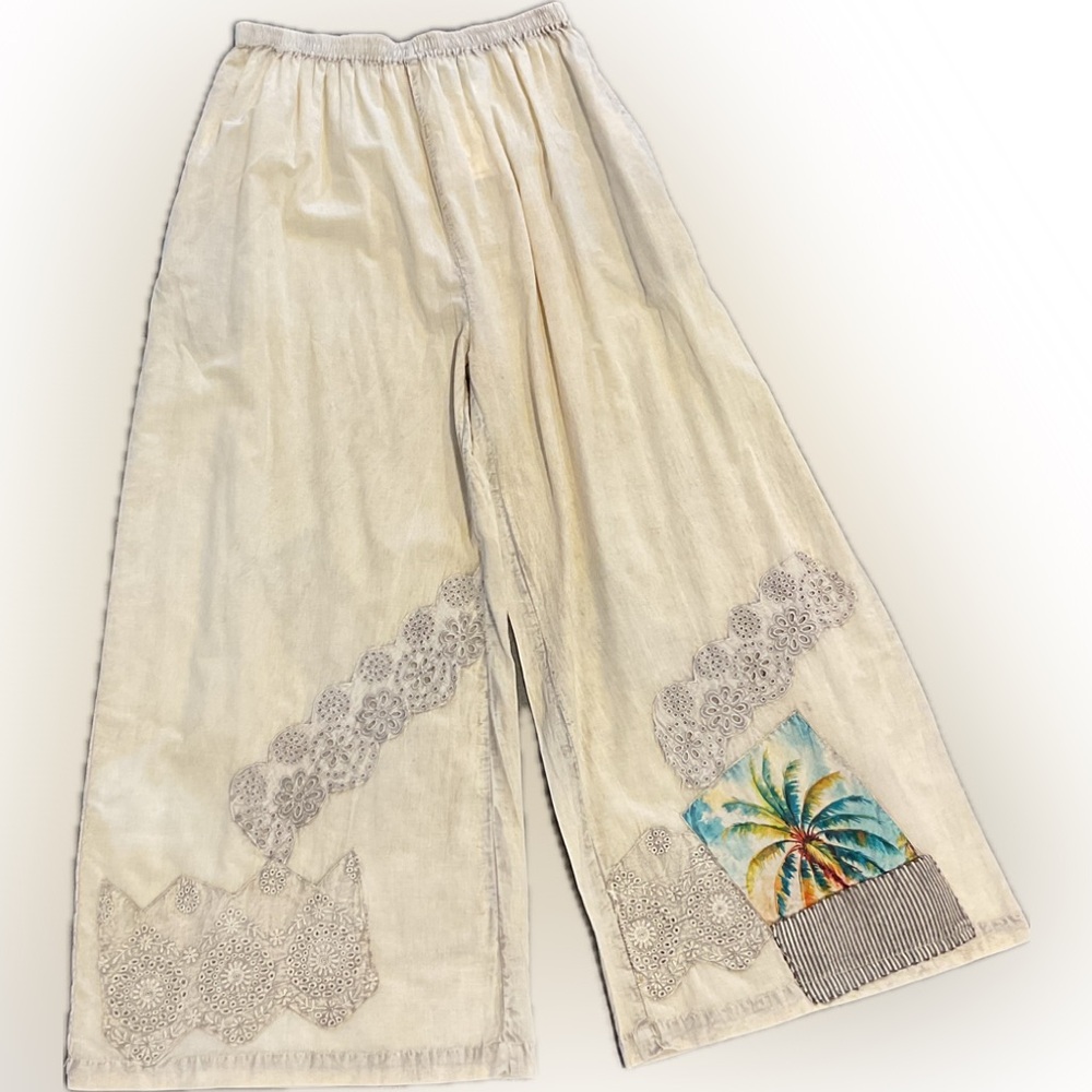 Cream cotton sheeting pants